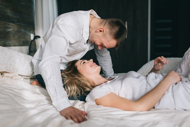 man looking at his wife