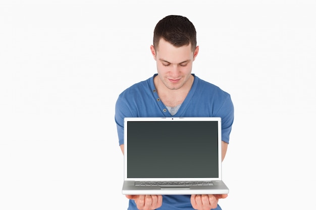 Man looking at a laptop