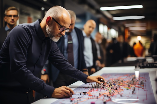 a man looking at a map