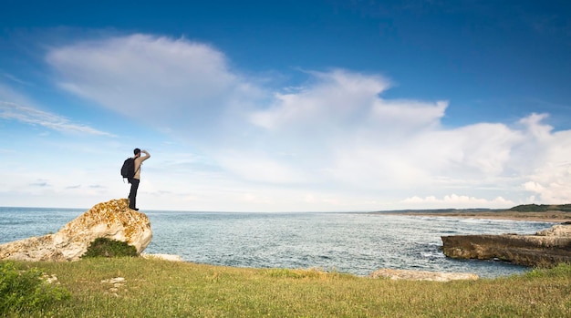 Man looking to sea