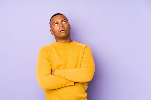 Man looking up in studio