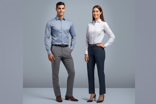 A man looks at a woman in a suit