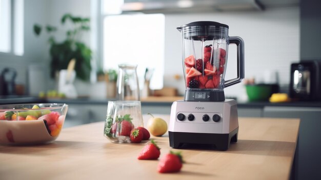 Man maakt een smoothie in een blender