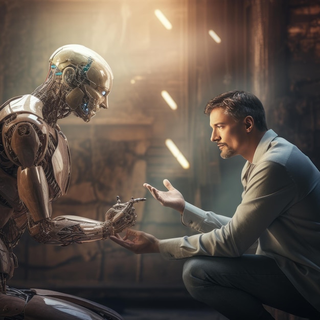 Man and Machine Unite The Modern Encounter of Artificial Intelligence Inspired by The Creation of