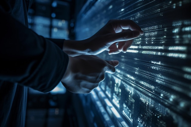 A man maintaining a cloud server