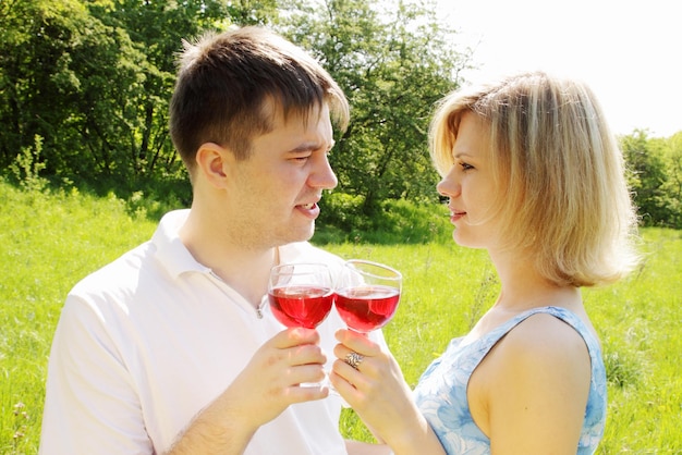 Man makes a toast at a picnic