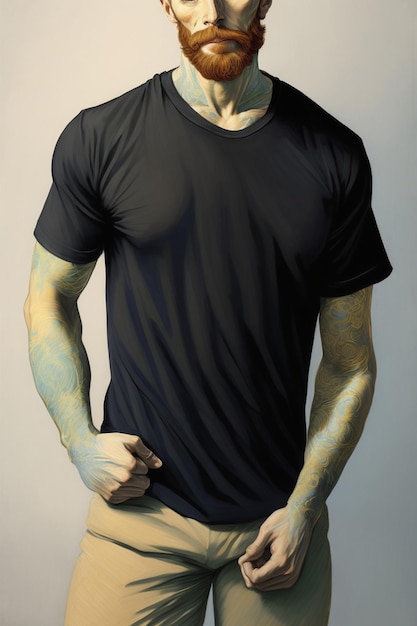 Man male black tshirt mockup photo