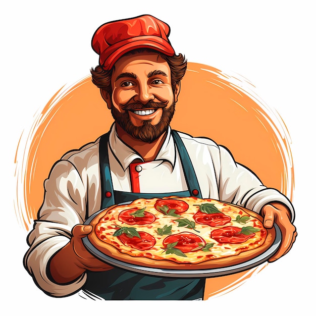 man mascotte illustratie voor pizzeria