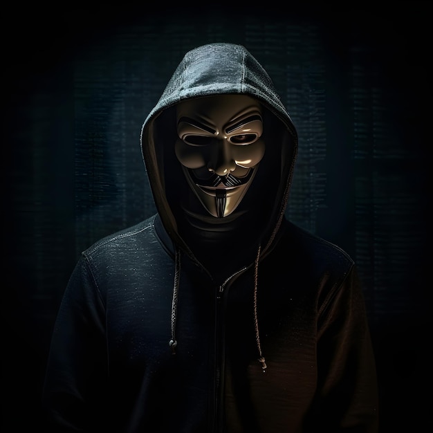 A man in a mask with the word anonymous on it