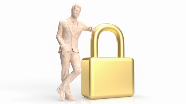 The man and master key for security concept 3d rendering