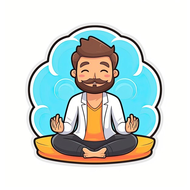 Photo a man meditating in a lotus position.
