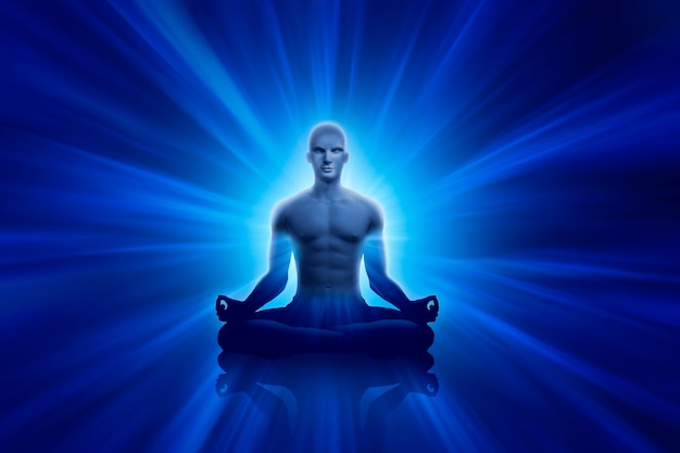 человек в позе йоги для медитации