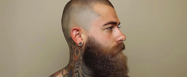 Man met baard en gezichtstattoos