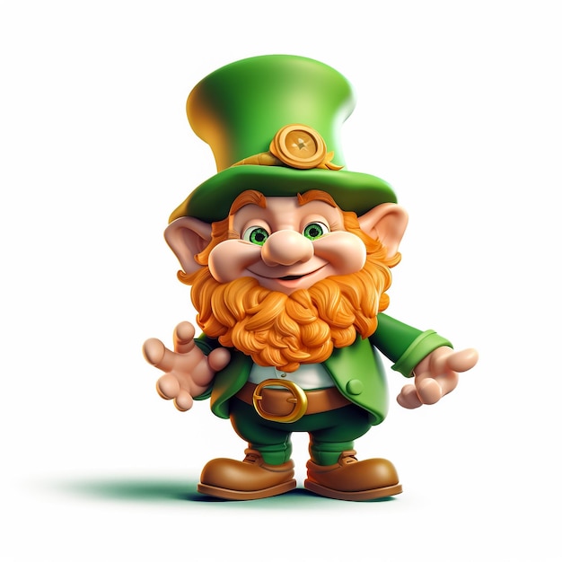 man met baard leprechaun met ketel vol gouden munt karakter st patricks day symbool 3d render illustratie