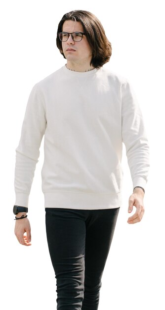 Man met blanco wit sweatshirt Sweatshirt of hoodie voor mock-up logo-ontwerpen of ontwerpprint met vrije ruimte