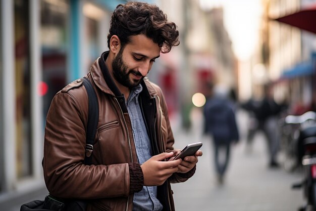 man met digitale apparaattechnologie