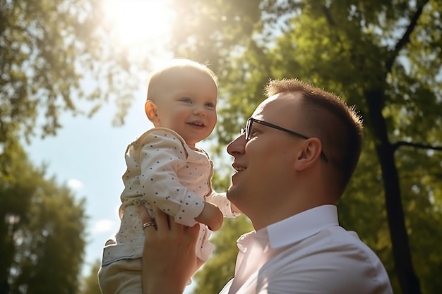 Man met een baby in zijn armen Vaderdag