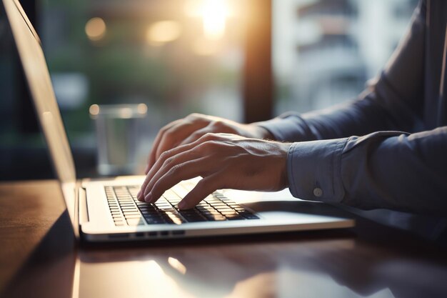 Man met een laptop in het kantoor thuis