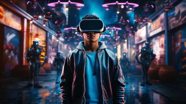 Foto man met een virtual reality headset