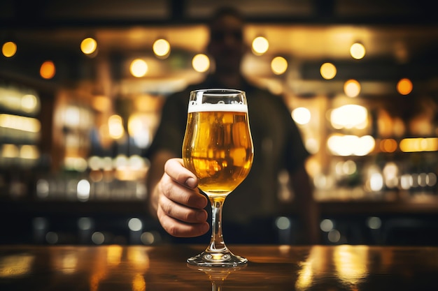 man met glas bier AI gegenereerde afbeelding