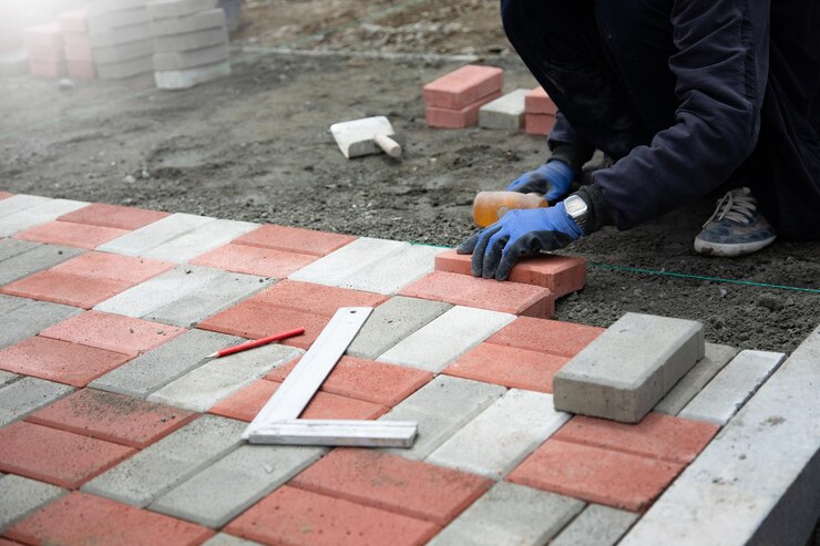 Man met hamer en steen
