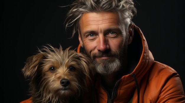 man met hond portret