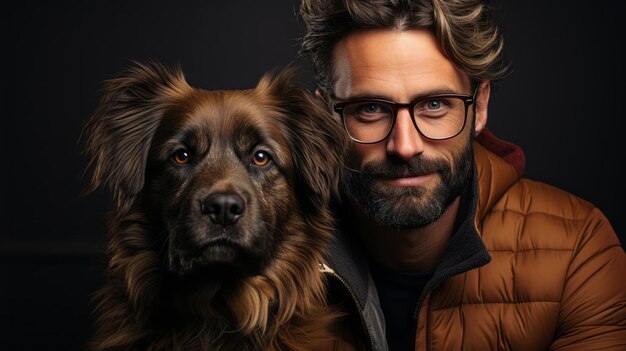 man met hond portret