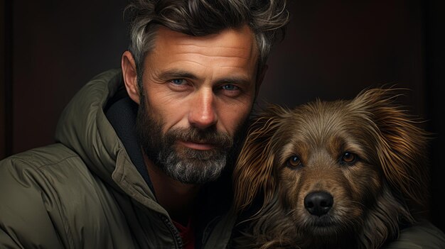 man met hond portret