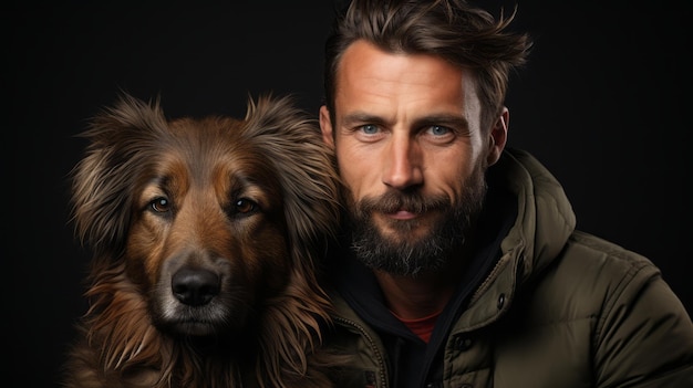 man met hond portret