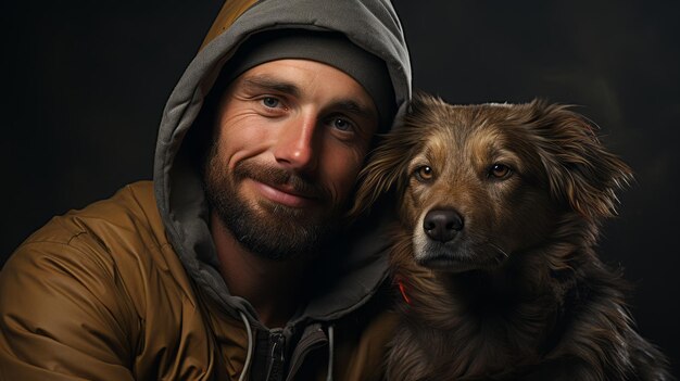 man met hond portret