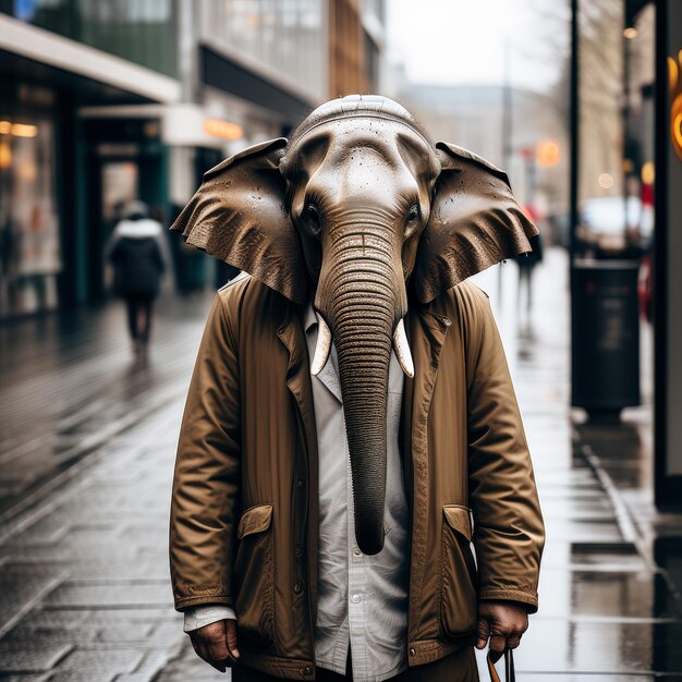 Foto man met olifant op straat man met olifaat op straat