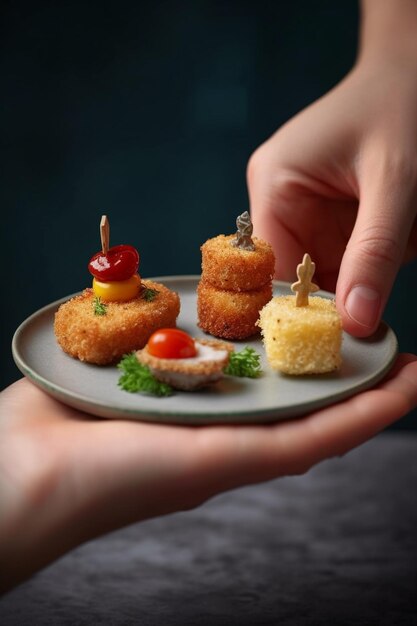 Foto man met smakelijke nugget en kom met saus op tafel close-up generatieve ai