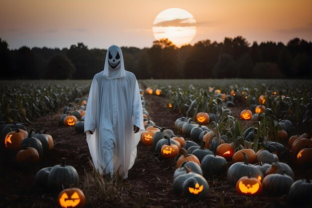 Foto man met spookkostuum in halloween.