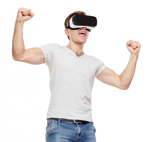 Man met virtual reality bril