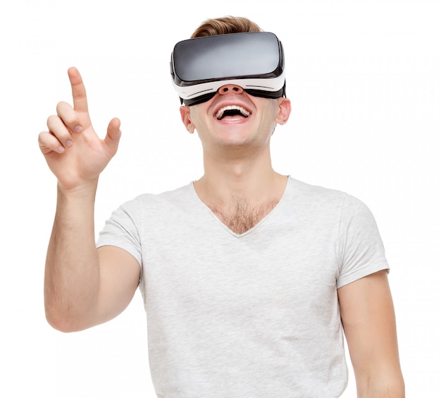 Man met virtual reality bril