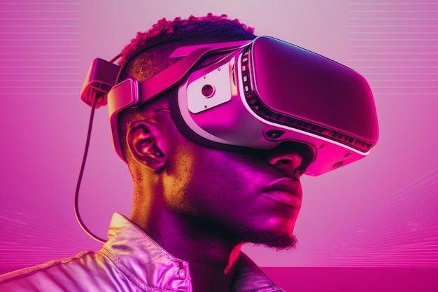 Man met VR-bril futuristische stijl generatieve AI