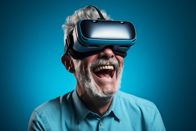 Man met VR-bril Technologie digitaal Futuristisch apparaatinnovatieconcept