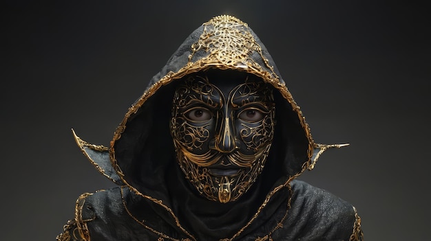 Man met zwart en goud masker