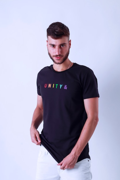 man model wearing a tshirt