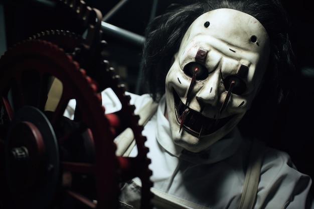 Foto man moordenaar griezelig clown halloween circus angstaanjagend horror kwaad kostuum angst angstaanjagend
