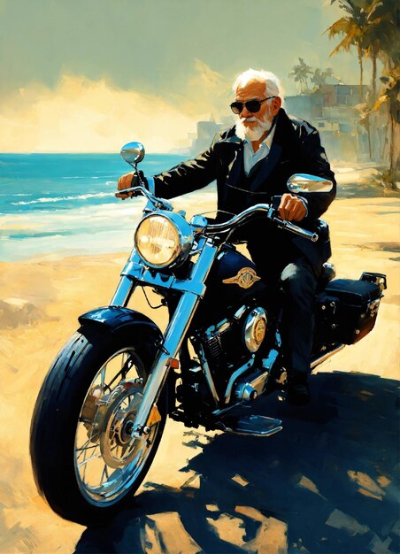 a man on a motorcycle with a blue frame