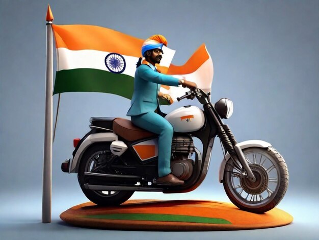 Photo a man on a motorcycle with a flag on the front