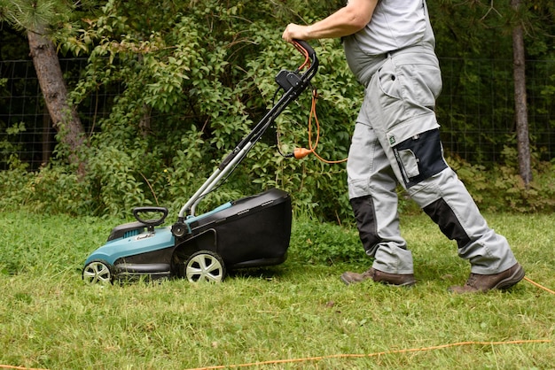 Man Mowing Lawn