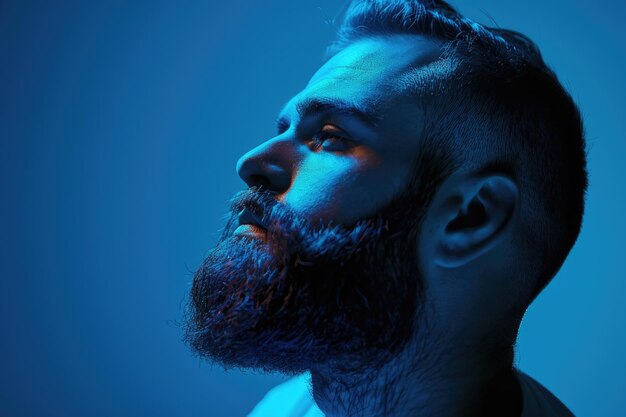 Foto uomo alla luce al neon che mostra emozioni ritratto concettuale di stile di vita