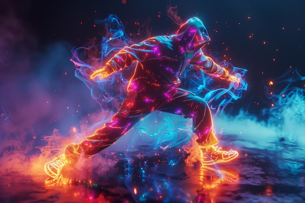 Man in Neon Suit Dancing