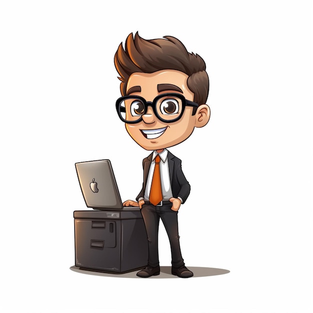 Man Office Worker 2d cartoon illustraton on white background