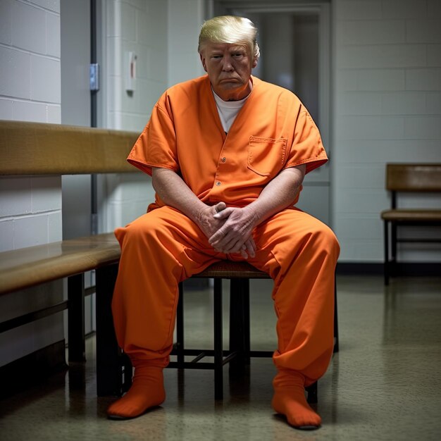 a man in an orange outfit sits on a bench