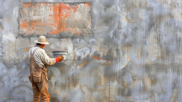 Man Painting Wall With Paint Roller