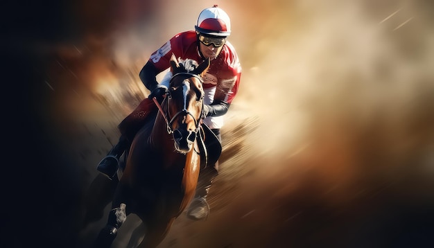 Photo a man participates in a horse racing competition