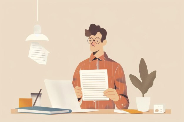 Photo man paying bills at the end of the month surrounded by paperwork and stress